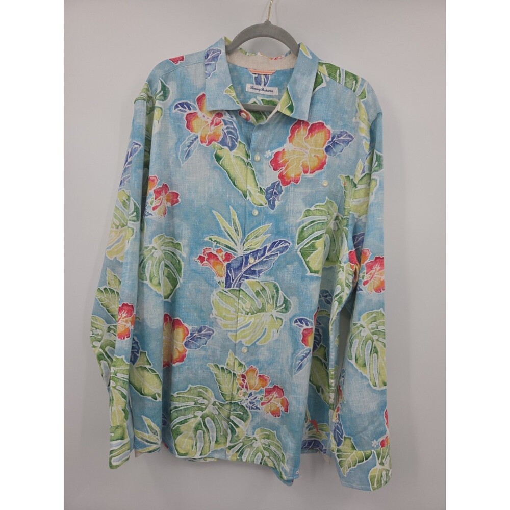 Tommy Bahama Tropical Linen Shirt Sz XL Beachy Vacation Resort Cruise Summer